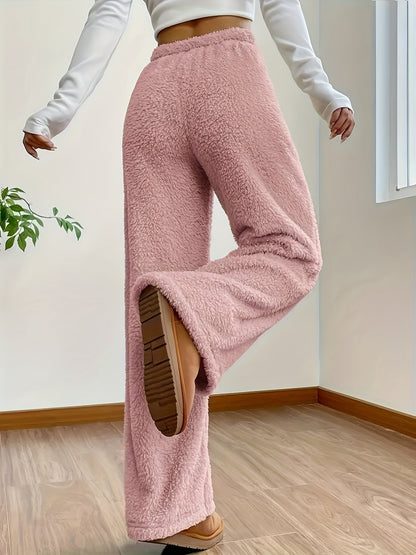 Soft Teddy Sherpa Lounge Pants for Ladies – Noémie-Beige-S-The Livary