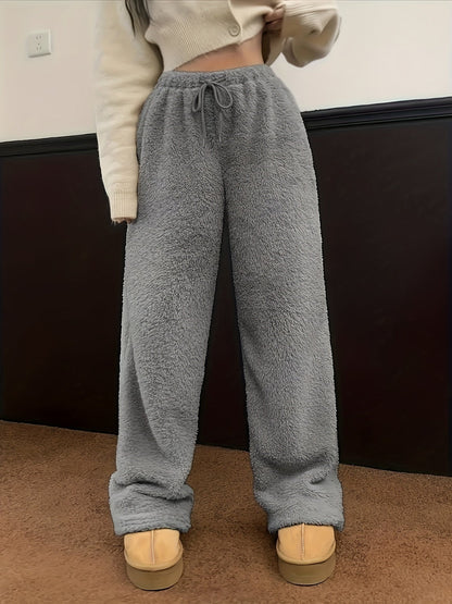 Soft Teddy Sherpa Lounge Pants for Ladies – Noémie-Grey-S-The Livary