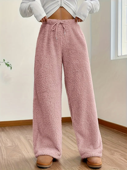 Soft Teddy Sherpa Lounge Pants for Ladies – Noémie-Pink-S-The Livary