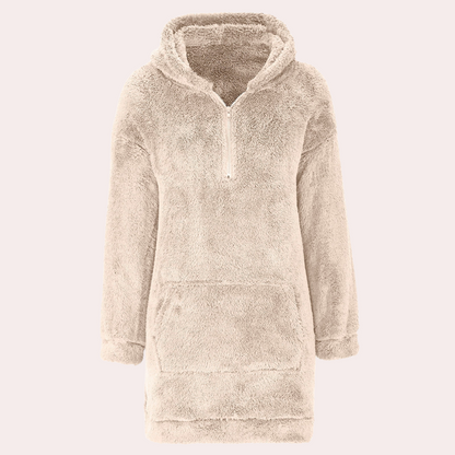 Soft Warm Winter Jumper with Zip for Women - Maëlle-Khaki-XS-Nora Luxe
