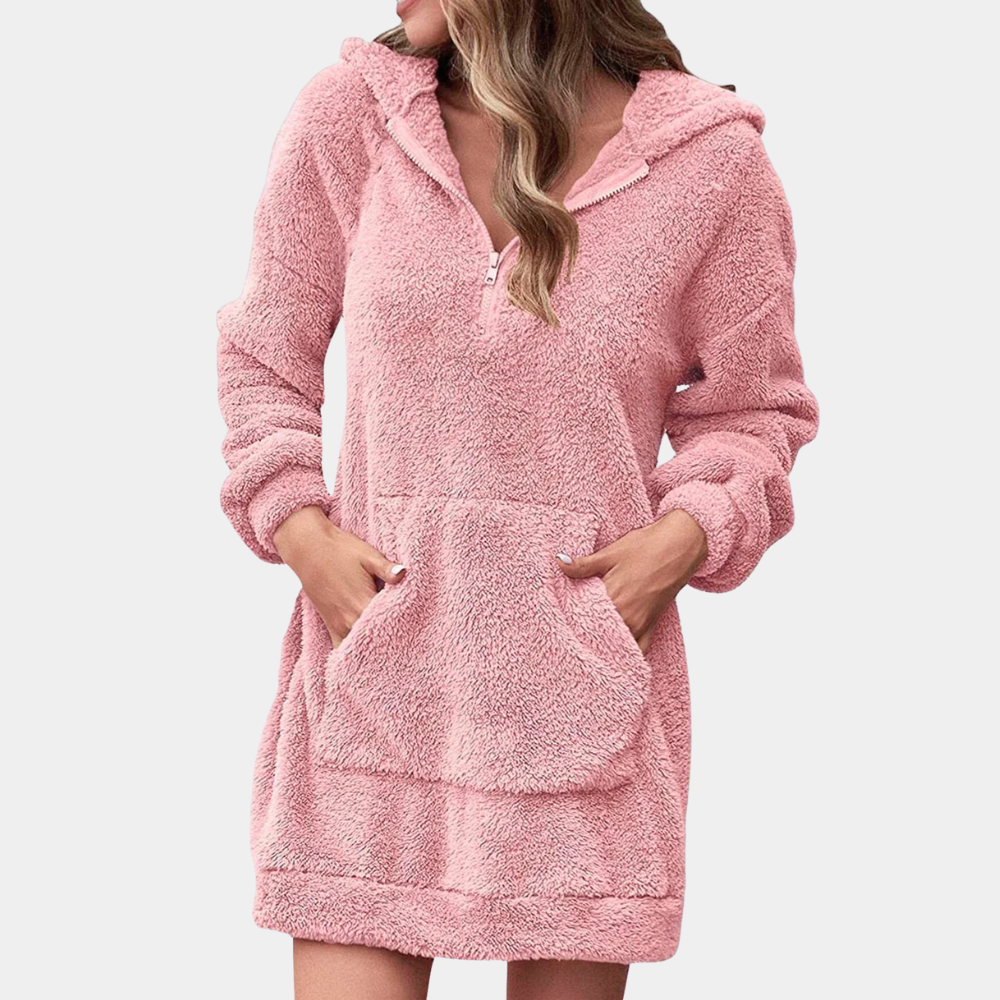 Cozy Fleece Zip Up Sweater for Ladies - Pexav