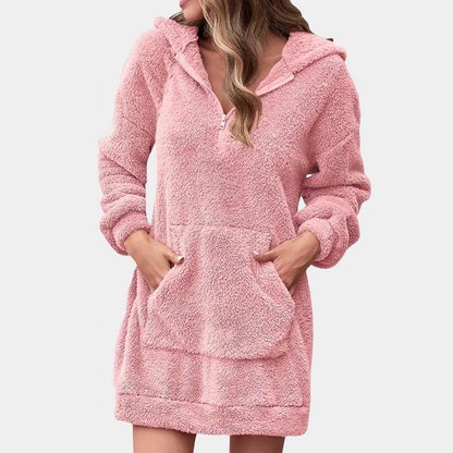 Cozy Fleece Zip Up Sweater for Ladies - Pexav
