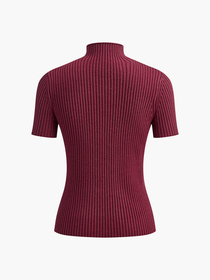 Comfortable Crew Neck Ribbed Knit Two Piece Skirt Outfit