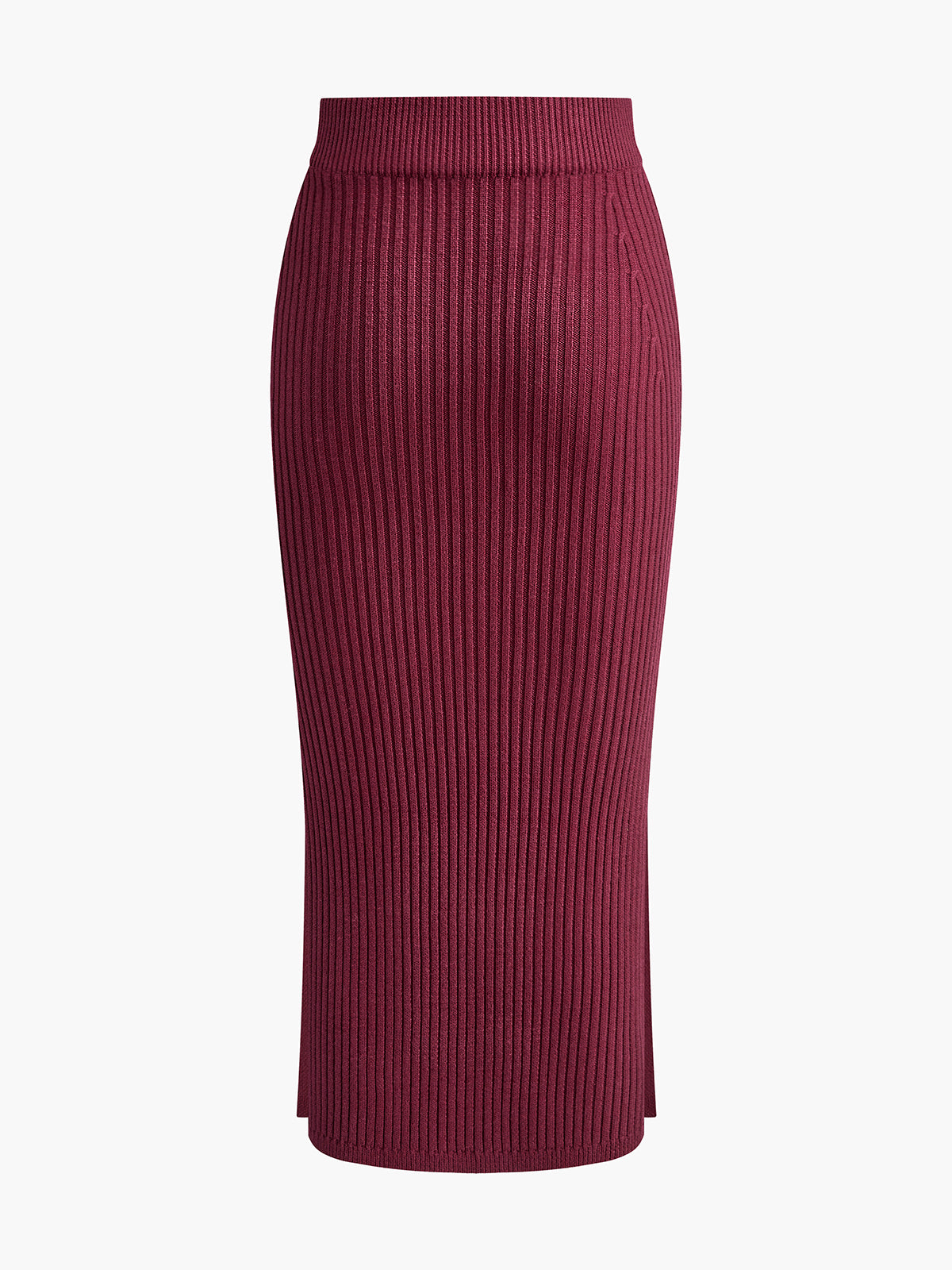 Comfortable Crew Neck Ribbed Knit Two Piece Skirt Outfit