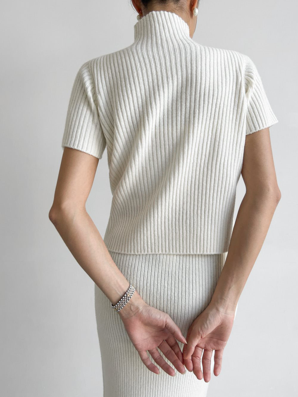 Comfortable Crew Neck Ribbed Knit Two Piece Skirt Outfit