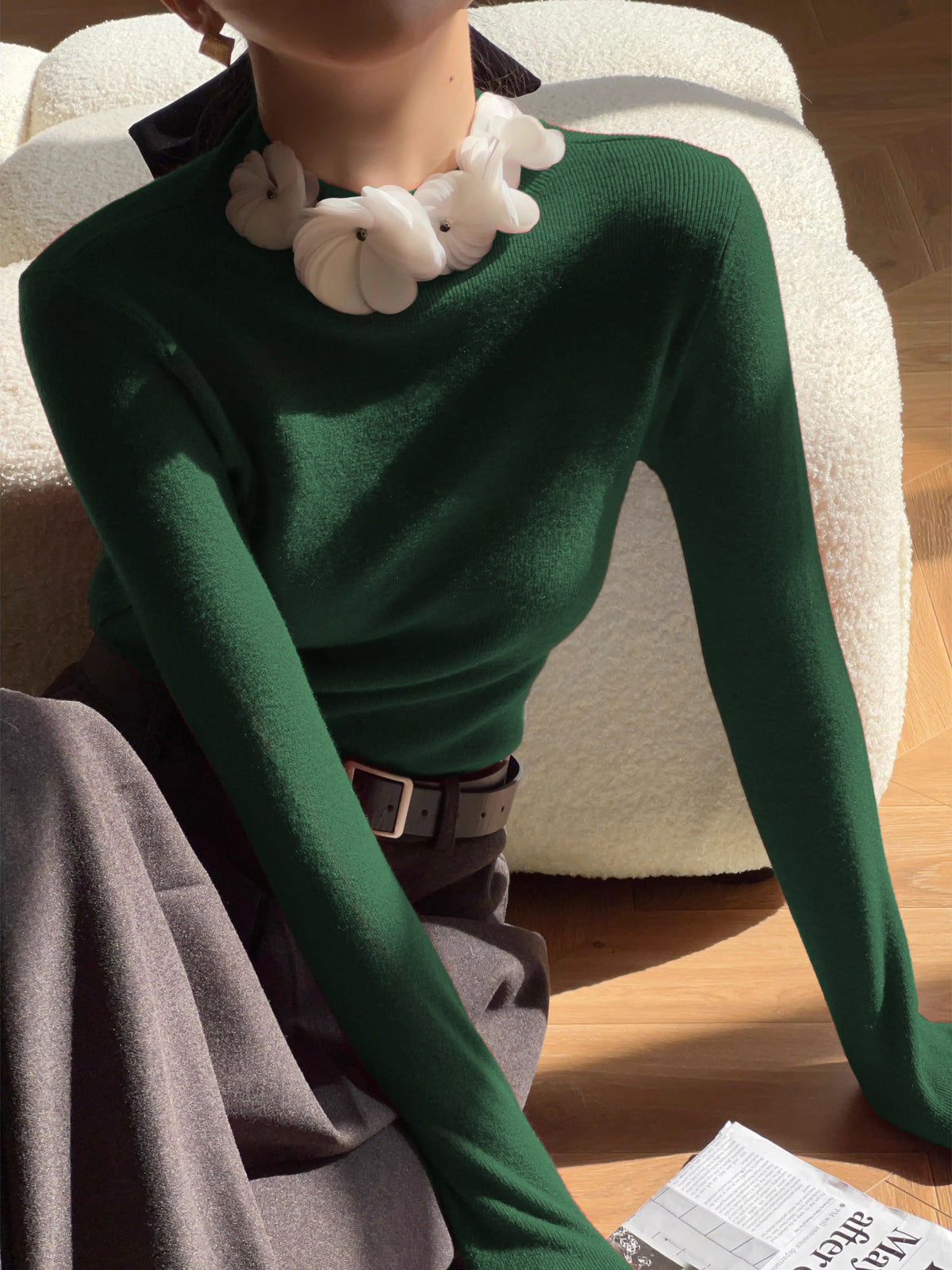 Classic Women's Floral Crew Neck Sweater