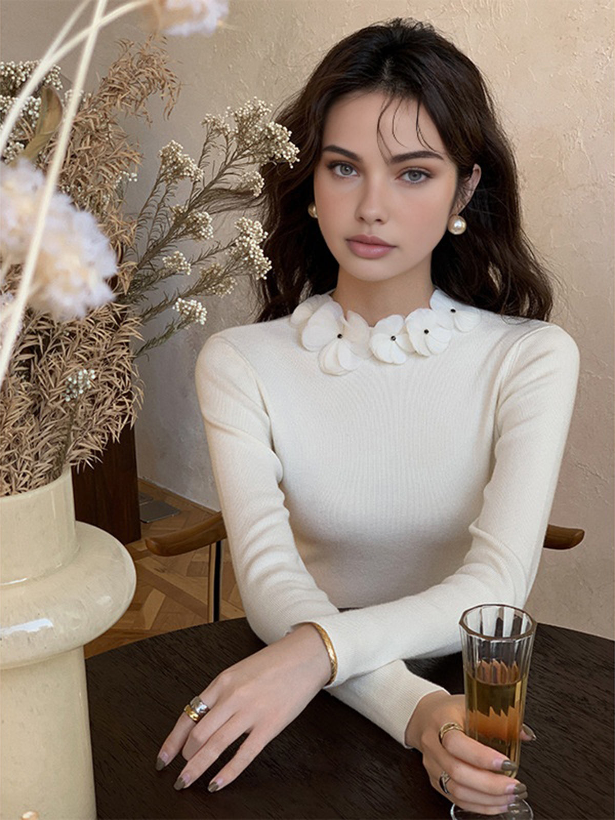 Classic Women's Floral Crew Neck Sweater