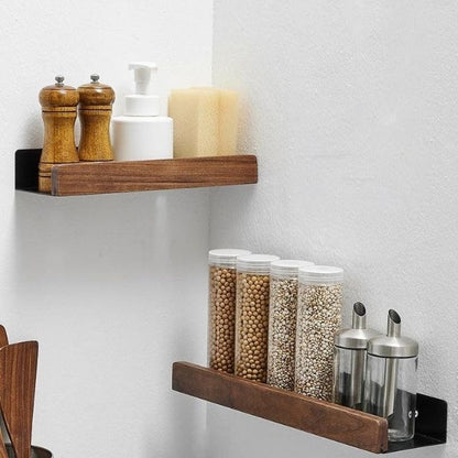 Rustic Wooden Bathroom Storage Shelf - Pexav