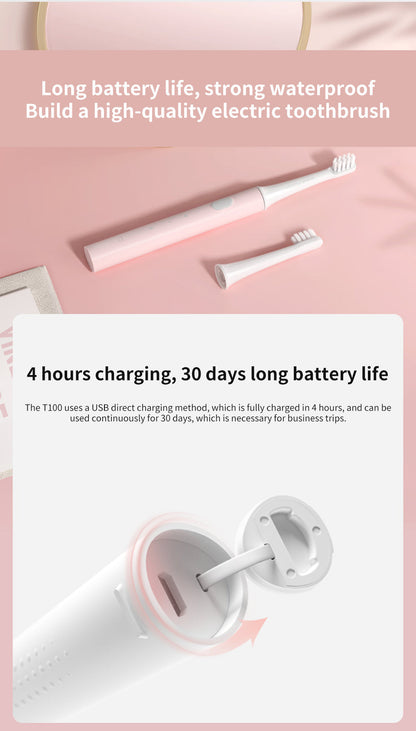 SONIC ELECTRIC TOOTHBRUSH - WATERPROOF AND USB RECHARGEABLE-White-Nora Luxe