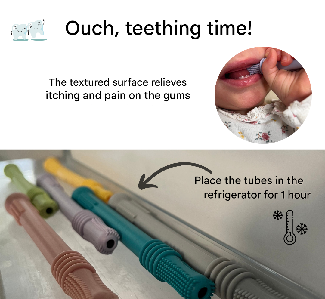 Soothing Teething Tube for First Teeth - ChewyCalm-Pink-Nora Luxe