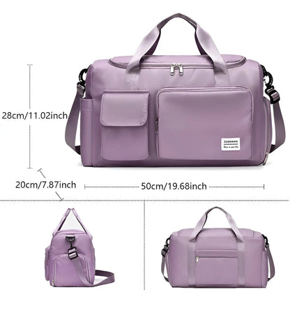 Spacious Waterproof Luxury Travel Bag - JetSet-Green Pink-Nora Luxe