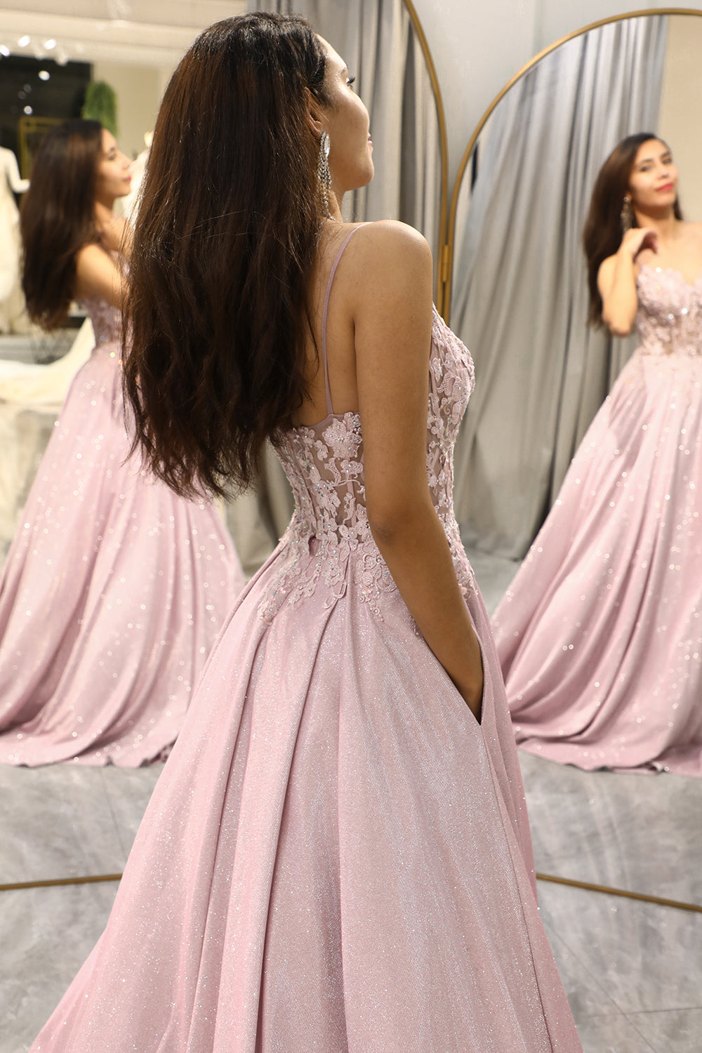 Sexy Strapless Floral Maxi Dress with Glittery Skirt