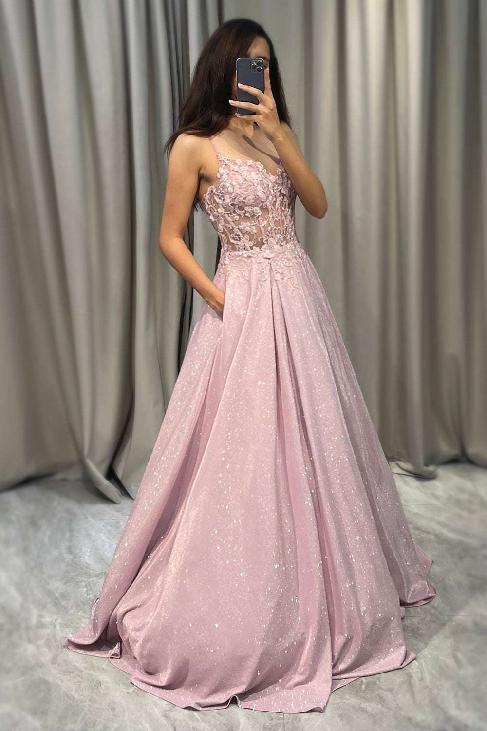 Sexy Strapless Floral Maxi Dress with Glittery Skirt
