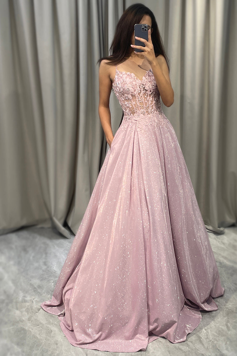 Sexy Strapless Floral Maxi Dress with Glittery Skirt - Nocini