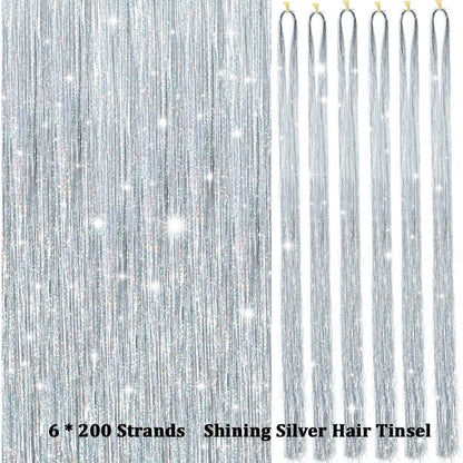 Sparkling Hair Tinsel Kit – Strands of Glitter-Gold-Nora Luxe