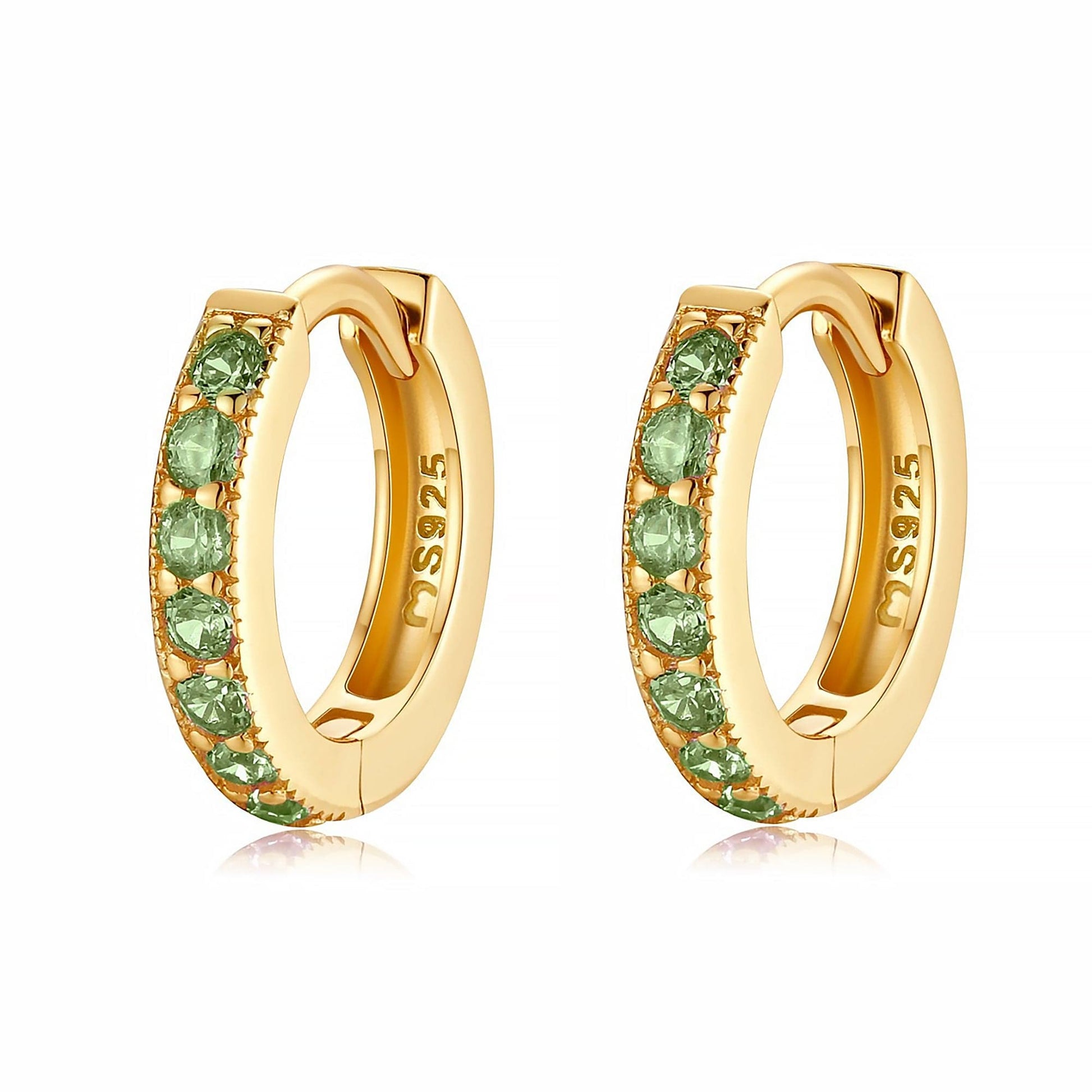 Sparkling Hoop Earrings - Amaranta-Green-Gold-Nora Luxe