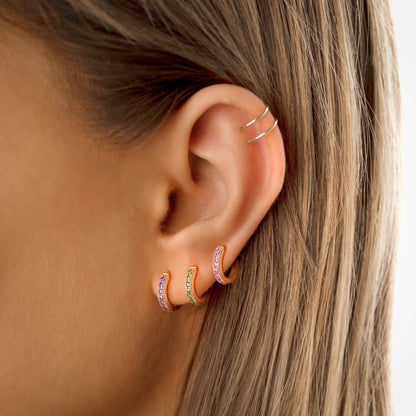 Sparkling Hoop Earrings - Amaranta-Purple-Gold-Nora Luxe