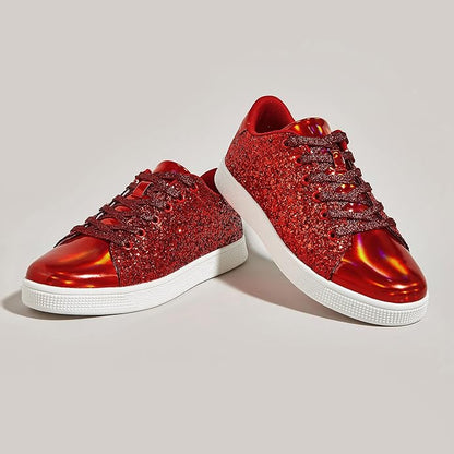 Sparkling Lace-Up Fashion Ladies Sneakers - Xenia-Gold-3.0-Nora Luxe