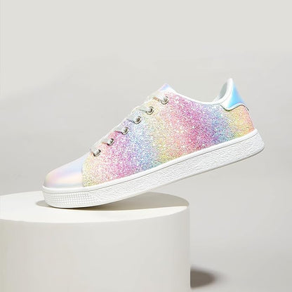 Sparkling Lace-Up Fashion Ladies Sneakers - Xenia-Gold-3.0-Nora Luxe