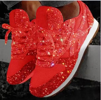 Sparkling ladies' sneakers with sporty comfort – Leona-Red-5.5-Nora Luxe