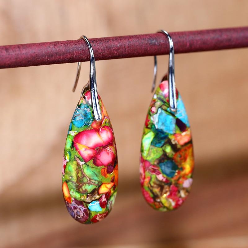 Healing Jasper Dangle Earrings - Pexav