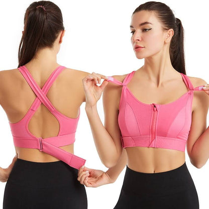 Sports bra with zipper & strong support – Mira (Buy 1, Get 1 Free)-Light pink-S-Nora Luxe