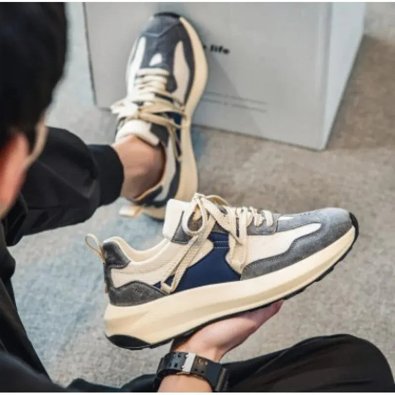 Sporty Elastic Men's Sneakers - Lars-6-Gray-Nora Luxe