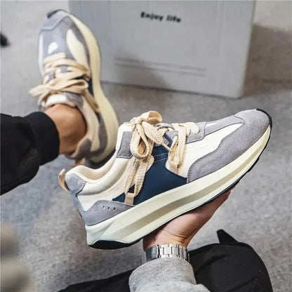 Sporty Elastic Men's Sneakers - Lars-6-Gray-Nora Luxe