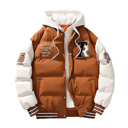 Sporty Men's Winter Jacket with Hood - Ragnar-Brown-M-Nora Luxe