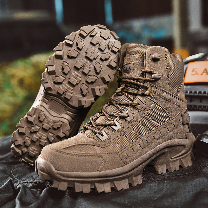 Men's Tactical Boots with Ankle Support and Grip Sole