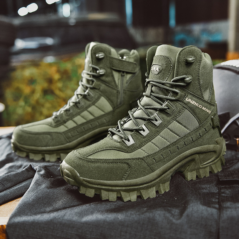 Men's Tactical Boots with Ankle Support and Grip Sole