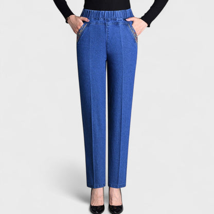 Comfortable Women's Slim Fit Elastic Waist Jeans - Olytrend
