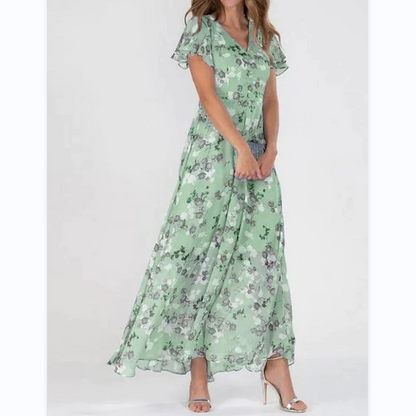 Long Floral Dress with Bell Sleeves