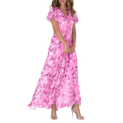 Long Floral Dress with Bell Sleeves