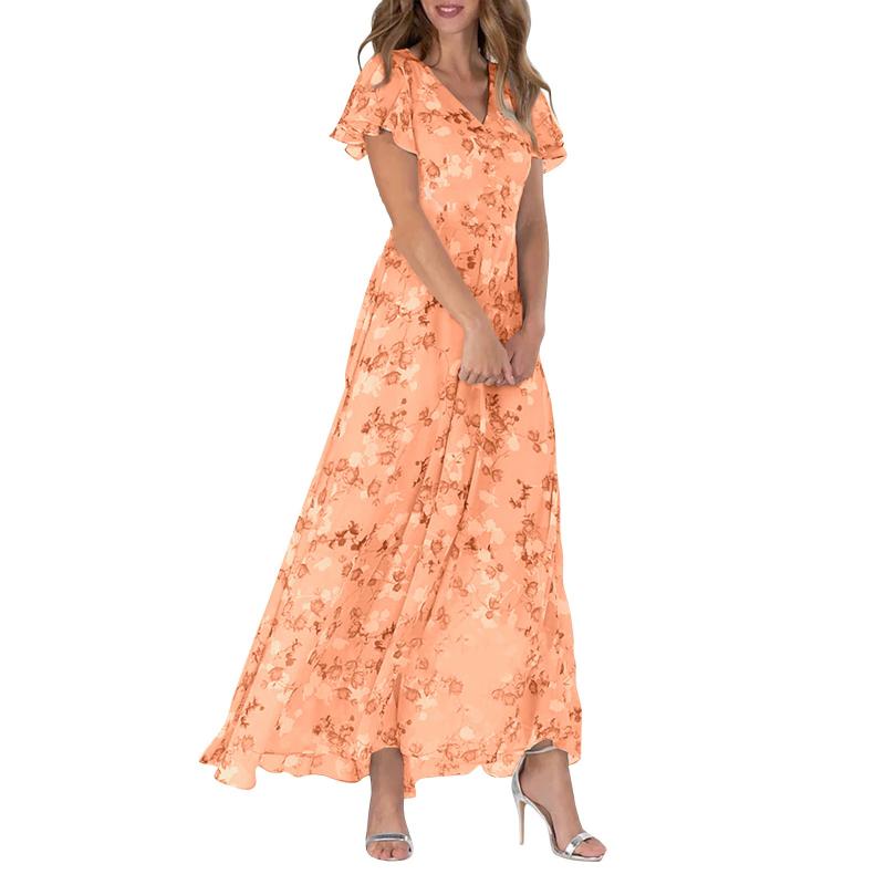 Long Floral Dress with Bell Sleeves