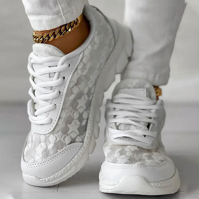 Comfy Women's Lace Up Sneakers with Thick Soles