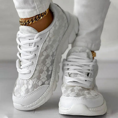 Comfy Women's Lace Up Sneakers with Thick Soles
