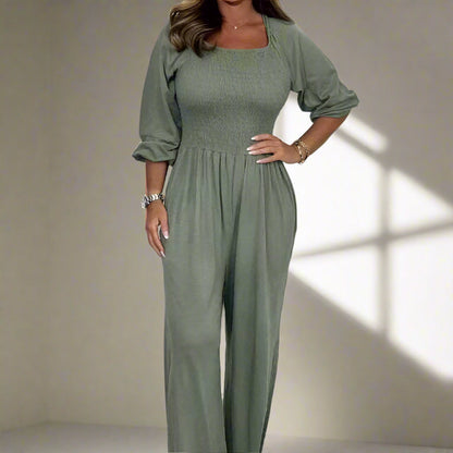 Relaxed Fit Women's Jumpsuit with Long Sleeves - Nocini