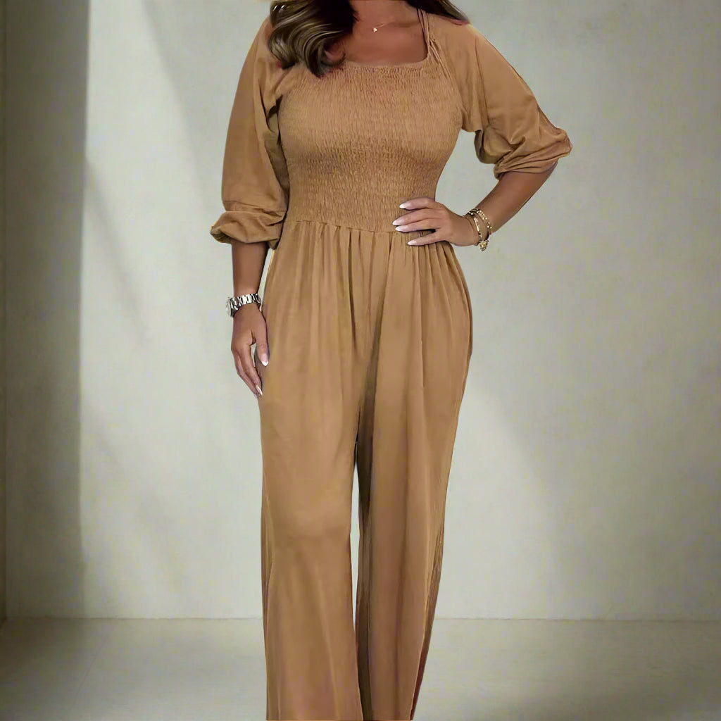 Relaxed Fit Women's Jumpsuit with Long Sleeves