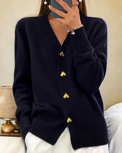 Chic Cardigan with Cute Heart Buttons