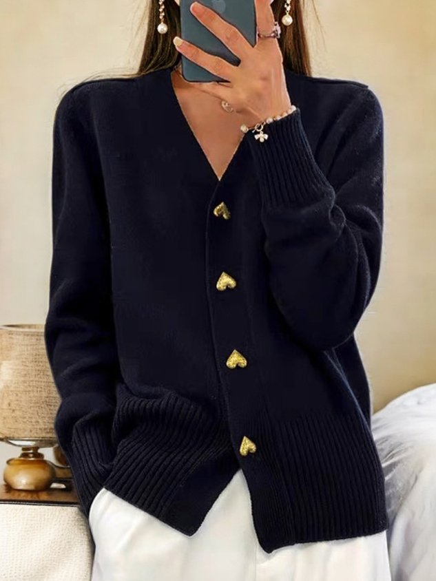 Soft Women's Open Front Heart Cardigan Sweater - Nocini