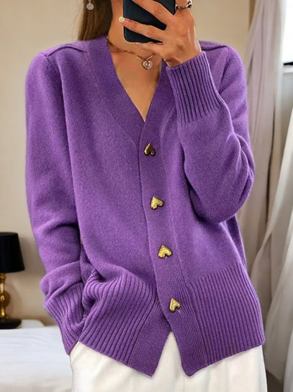 Soft Women's Open Front Heart Cardigan Sweater