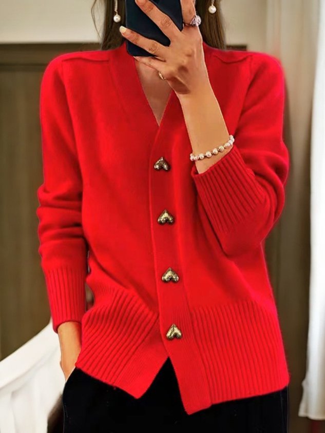 Soft Women's Open Front Heart Cardigan Sweater