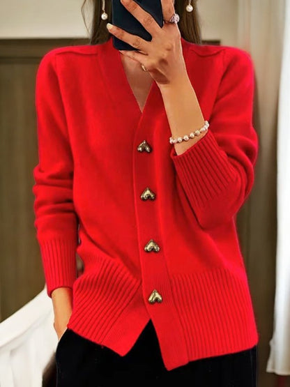 Soft Women's Open Front Heart Cardigan Sweater