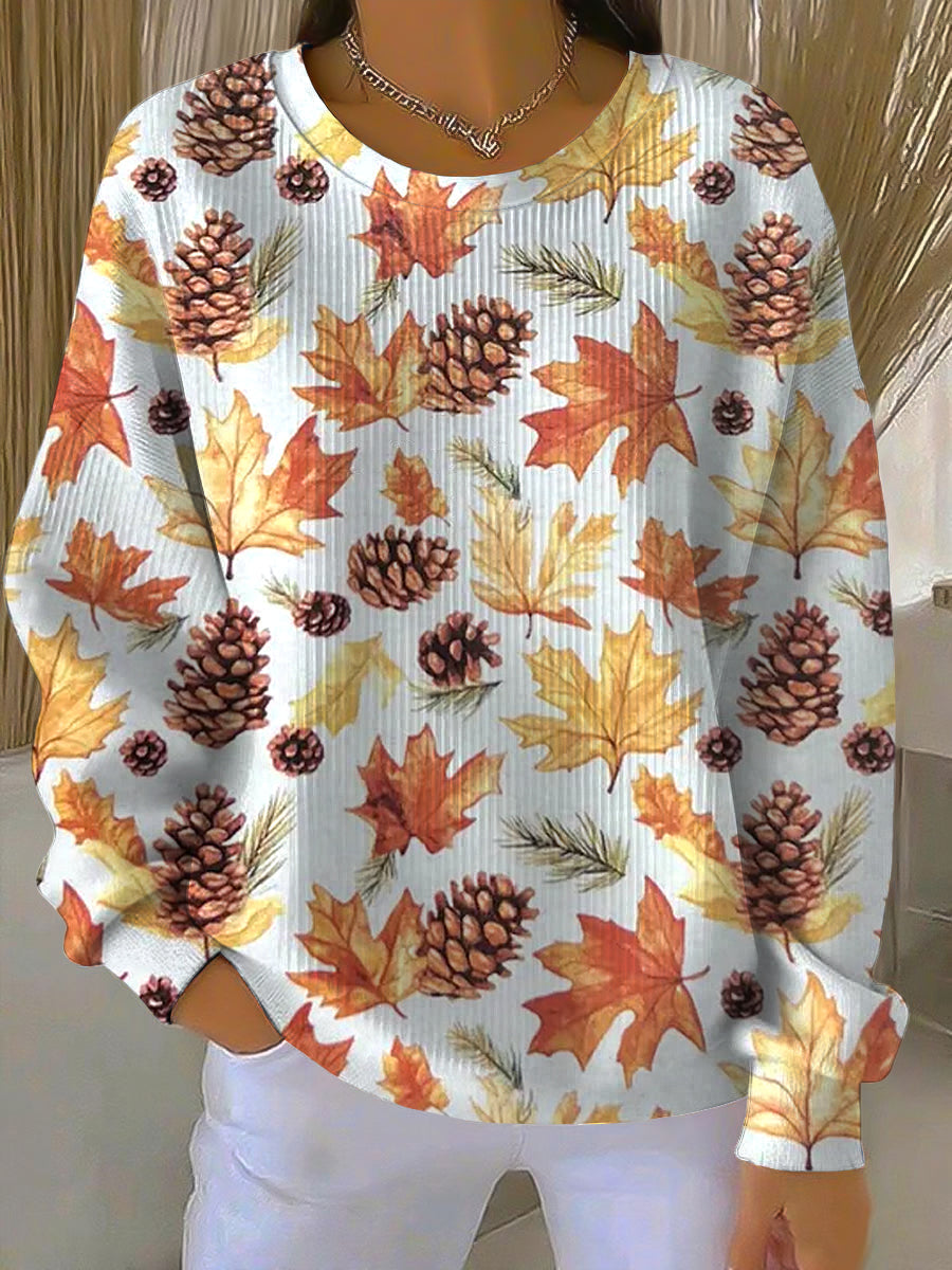 Soft Maple Leaf Crew Neck Sweatshirt - Olytrend