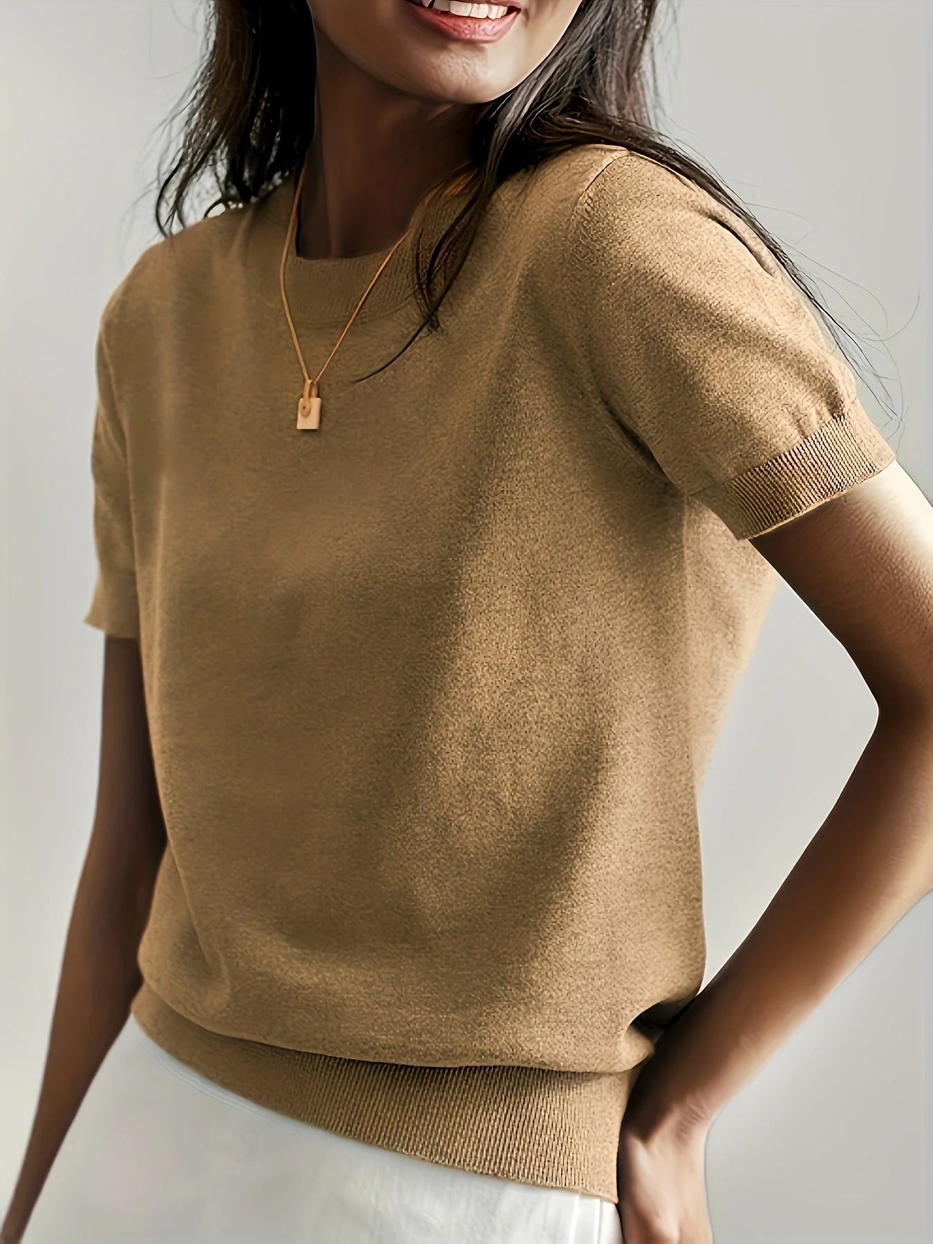 Lightweight Short Sleeve Pullover Sweater - Pexav