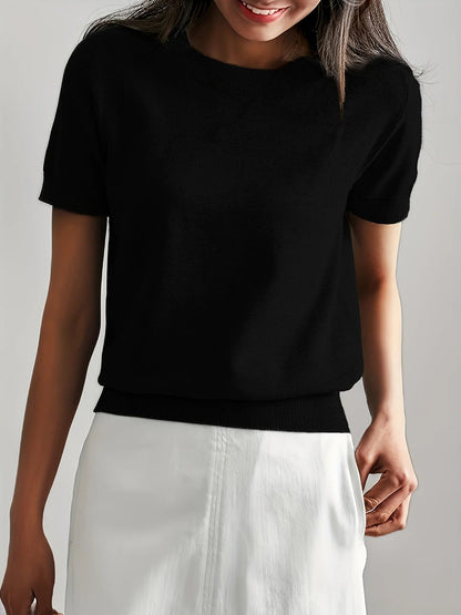 Spring Sweater with Short Sleeves – Mira-Grey-XS-The Livary