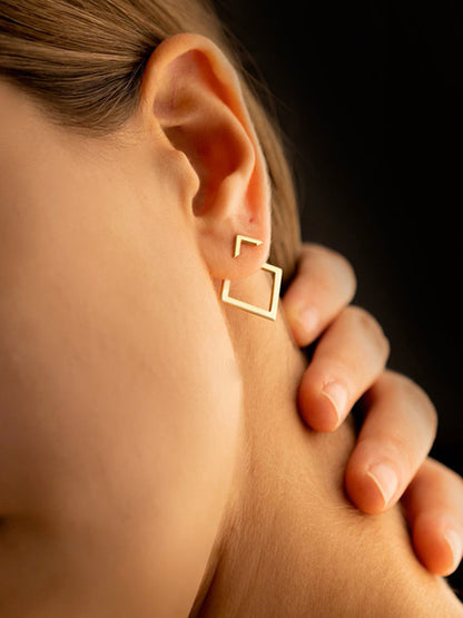 Edgy Metallic Cube Earrings