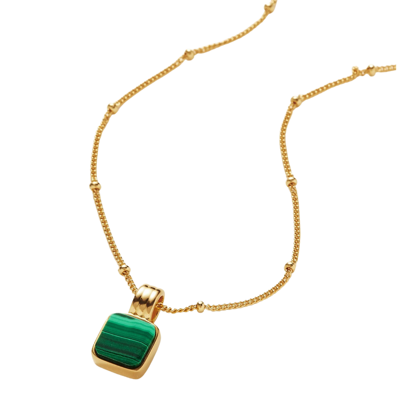 Genuine Green Malachite Pendant, Sterling Silver, Gold Plated