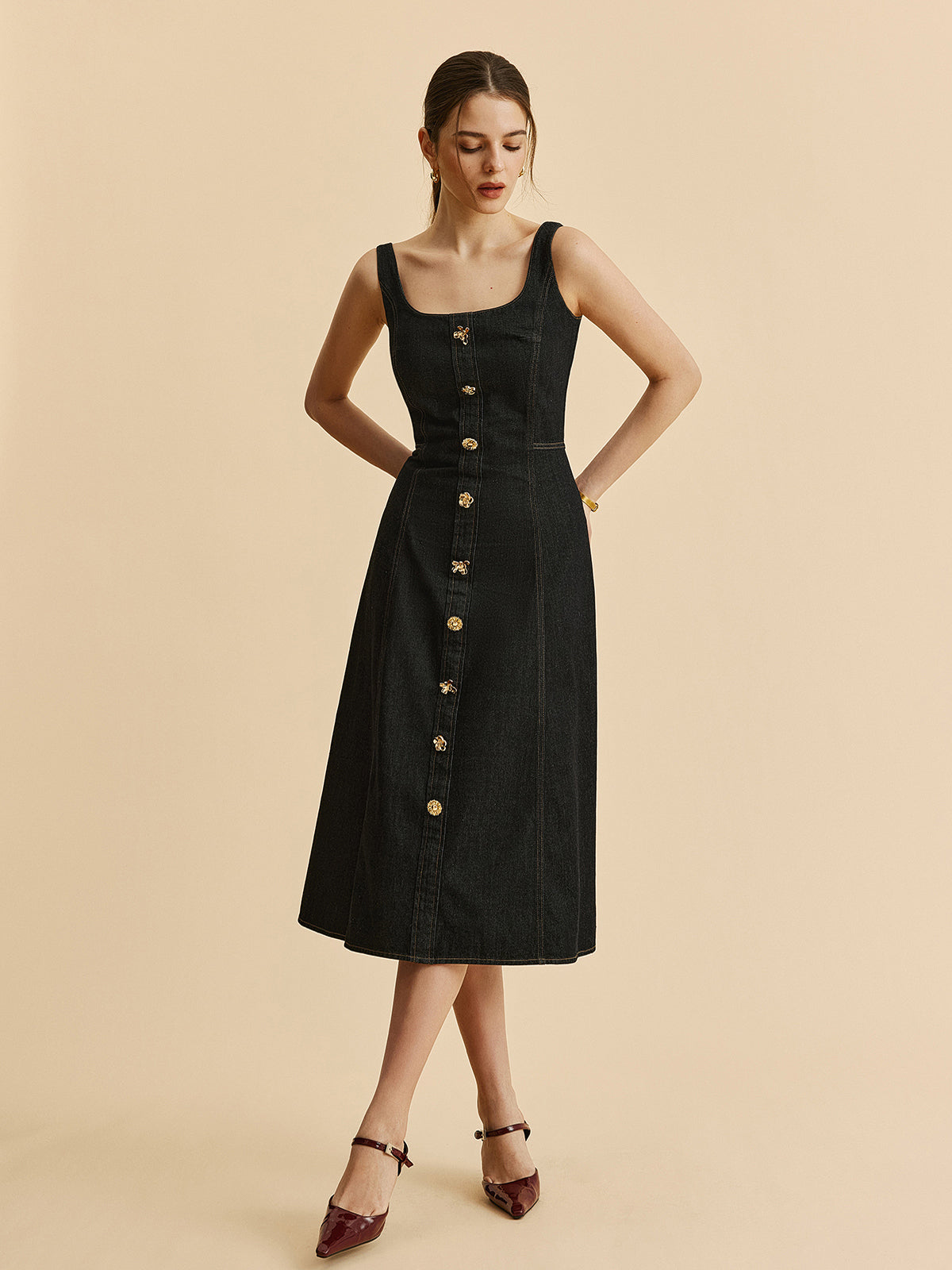 Classic Blue Jeans Shift Dress - Pexav